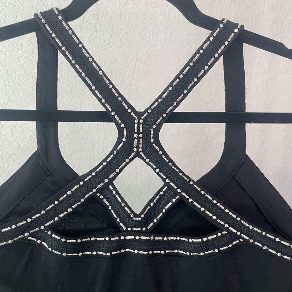 White House Black Market Black Tank with Emboirdered Trim - Picture 2 of 6